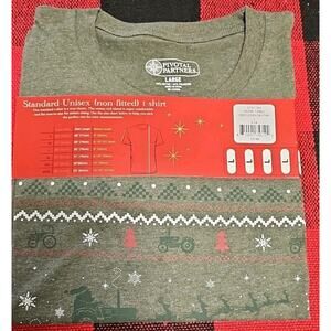 Farmer Tractor Christmas T-shirt Large Santa On A Tractor With Eight Reindeer